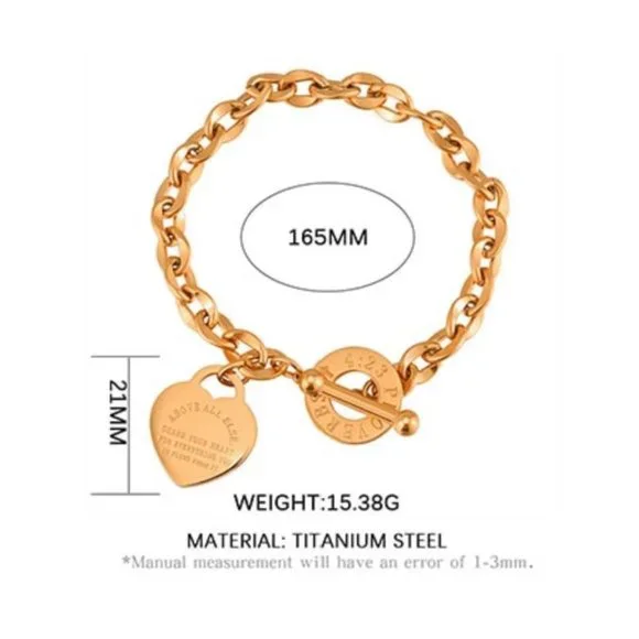 NEW Heart Charm Stainless Steel Bracelet - Picture 5 of 5